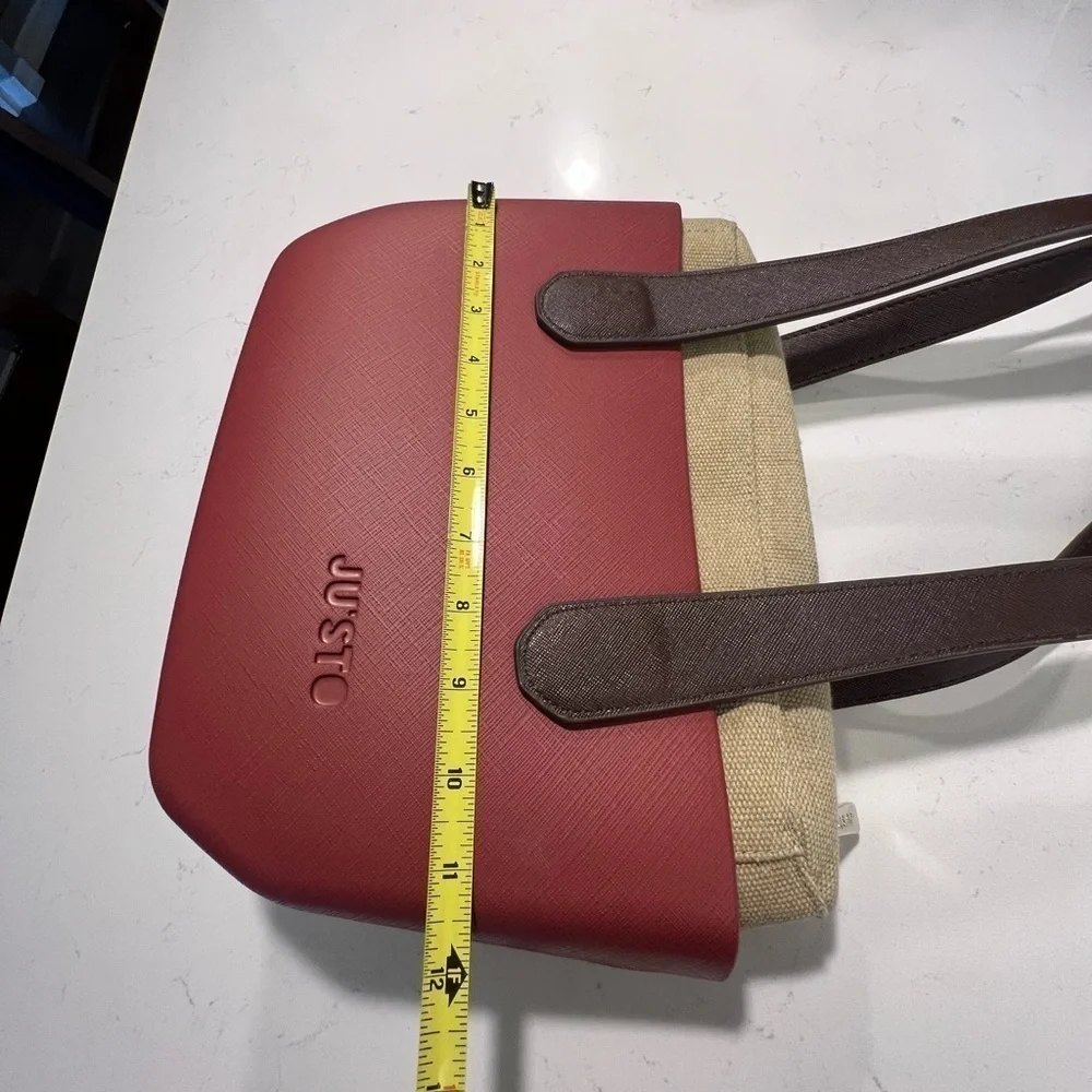 Justo burgundy/tan/brown Tote Handbag - Picture 8 of 9